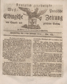 Elbingsche Zeitung, No. 12 Donnerstag, 11 Februar 1813
