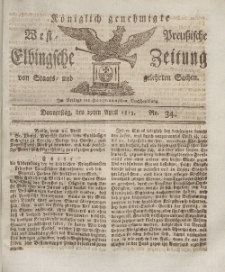 Elbingsche Zeitung, No. 34 Donnerstag, 29 April 1813