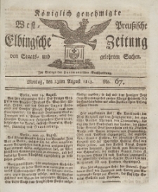 Elbingsche Zeitung, No. 67 Montag, 23 August 1813