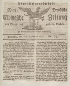 Elbingsche Zeitung, No. 74 Donnerstag, 16 September 1813