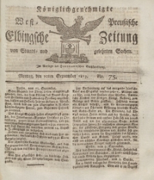 Elbingsche Zeitung, No. 75 Montag, 20 September 1813