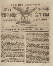 Elbingsche Zeitung, No. 92 Donnerstag, 18 November 1813