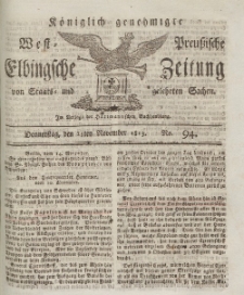 Elbingsche Zeitung, No. 94 Donnerstag, 25 November 1813