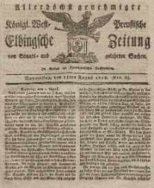 Elbingsche Zeitung, No. 65 Donnerstag, 13 August 1818