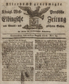 Elbingsche Zeitung, No. 69 Donnerstag, 27 August 1818