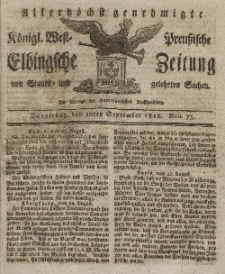 Elbingsche Zeitung, No. 73 Donnerstag, 10 September 1818