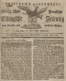 Elbingsche Zeitung, No. 75 Donnerstag, 17 September 1818