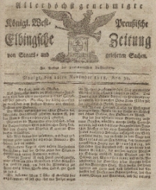 Elbingsche Zeitung, No. 92 Montag, 16 November 1818