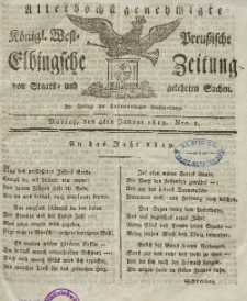 Elbingsche Zeitung, No. 1 Montag, 4 Januar 1819