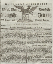 Elbingsche Zeitung, No. 3 Montag, 10 Januar 1819
