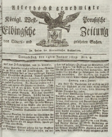Elbingsche Zeitung, No. 4 Donnerstag, 14 Januar 1819