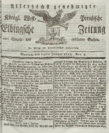 Elbingsche Zeitung, No. 5 Montag, 18 Januar 1819