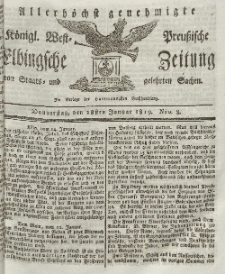 Elbingsche Zeitung, No. 8 Donnerstag, 28 Januar 1819
