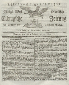 Elbingsche Zeitung, No. 13 Montag, 15 Februar 1819