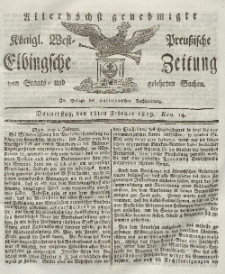 Elbingsche Zeitung, No. 14 Donnerstag, 18 Februar 1819