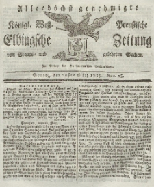 Elbingsche Zeitung, No. 25 Montag, 29 März 1819