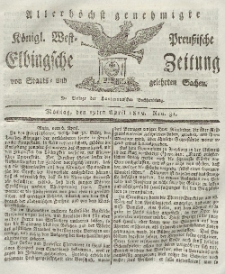 Elbingsche Zeitung, No. 31 Montag, 19 April 1819