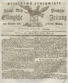 Elbingsche Zeitung, No. 41 Montag, 24 Mai 1819