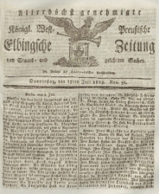 Elbingsche Zeitung, No. 56 Donnerstag, 15 Juli 1819