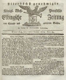 Elbingsche Zeitung, No. 64 Donnerstag, 12 August 1819