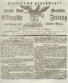 Elbingsche Zeitung, No. 71 Montag, 6 September 1819