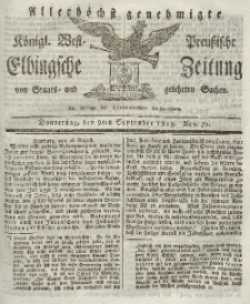 Elbingsche Zeitung, No. 72 Donnerstag, 9 September 1819