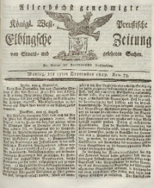 Elbingsche Zeitung, No. 73 Montag, 13 September 1819