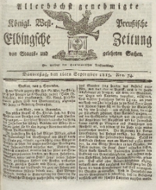 Elbingsche Zeitung, No. 74 Donnerstag, 16 September 1819