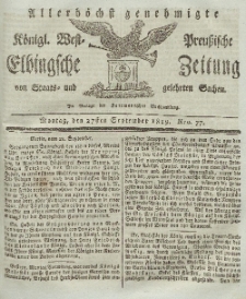 Elbingsche Zeitung, No. 77 Montag, 27 September 1819