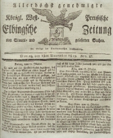 Elbingsche Zeitung, No. 87 Montag, 1 November 1819