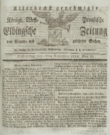 Elbingsche Zeitung, No. 92 Donnerstag, 18 November 1819