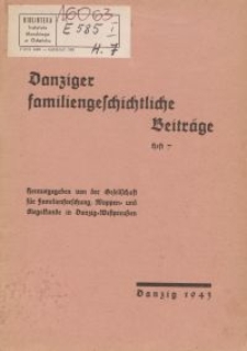 Danziger familiengeschichtliche Beiträge, H. 7