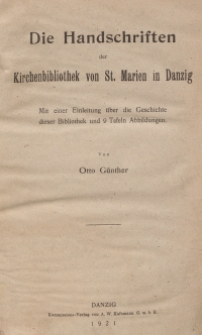 Die Handschriften der Kirchenbibliothek von St. Marien in Danzig