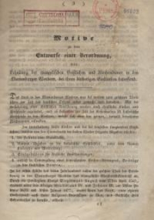 Motive zu dem Entwurfe einer Verordnung, die Erhaltung der evangelischen Geistlichen und Kirchendiener in den Marienburger ...