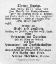 Theater-Anzeige (31.I.1860)