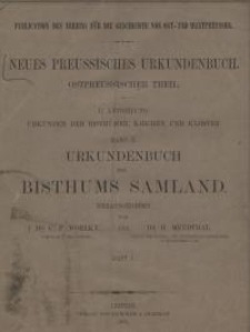 Urkundenbuch des Bisthums Samland : Heft 1