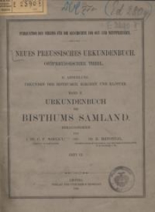Urkundenbuch des Bisthums Samland : Heft 3