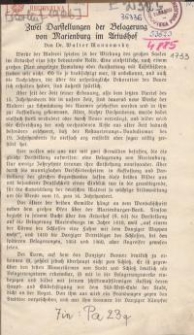 Zwei Darstellungen der Belagerung von Marienburg im Artushof