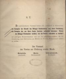 S.T. : Der unterzeichnete Vorstand beehrt sich anliegend zu…