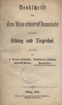 Denkschrift über den Bau einer Chaussee zwischen Elbing und Tiegenhof