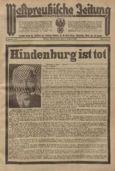 Westpreussische Zeitung, Nr. 178 Donnerstag 2 August 1934, 11. Jahrgang