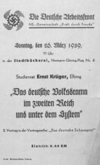 Das deutsche Volksdrama im zweiten Reich und unter dem System