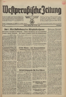 Westpreussische Zeitung, Nr. 90 Montag 19 April 1937, 6. Jahrgang