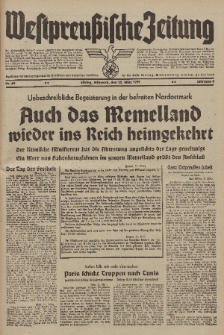 Westpreussische Zeitung, Nr. 69 Mittwoch 22 März 1939, 8. Jahrgang