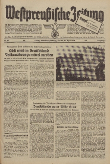 Westpreussische Zeitung, Nr. 93 Sonnabend/Sonntag 22/23 April 1939, 8. Jahrgang