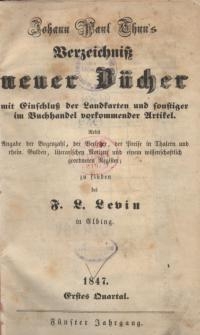Verzeichnis neuer Bücher mit Einschluss der Landkarten und sonstiger im Buchhandel vorkommender Artikel (J-5)