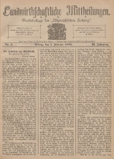 Landwirthschaftliche Mittheilungen, Nr 5, 1. Februar, 6 Jahrgang