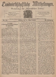 Landwirthschaftliche Mittheilungen, Nr 14, 11. April, 6 Jahrgang