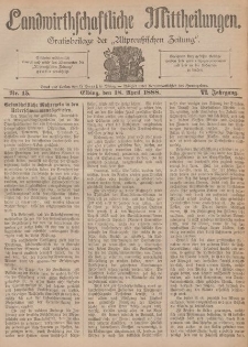 Landwirthschaftliche Mittheilungen, Nr 15, 18. April, 6 Jahrgang