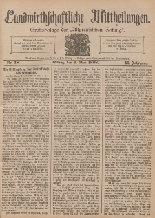 Landwirthschaftliche Mittheilungen, Nr 18, 9. Mai, 6 Jahrgang